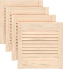 vidaXL 4 db tömör fenyőfa lamellás szekrényajtó 39,5 x 39,4 cm
