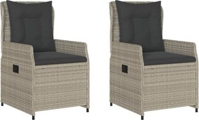 vidaXL 2 db világosszürke polyrattan dönthető kerti szék