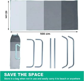 2 db összecsukható tengerparti napozóágy SAND, szürke csíkos