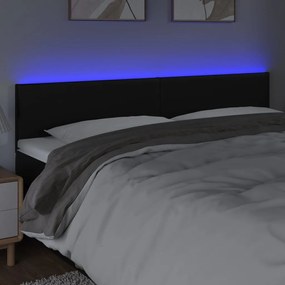 fekete műbőr LED-es fejtámla 160 x 5 x 78/88 cm