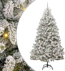 vidaXL Mű karácsonyfa 300 LED-del Zöld és Fehér 210 cm PVC és fém