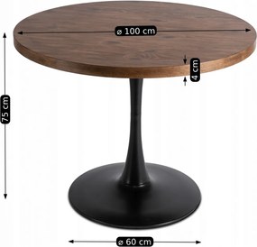 Étkezőasztal 100 cm méretben, rusztikus tölgy/fekete színben LINO