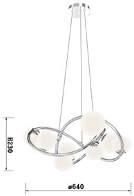 Wofi 7014-807 - LED Csillár zsinóron NANCY 8xG9/3,5W/230V fényezett króm