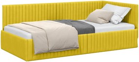 vidaXL Sarokágy keret fejtámlával Sárga 100 cm x 200 cm Bársony