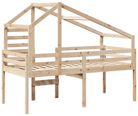 tömör fenyőfa magasított ágy tetővel 90 x 190 cm