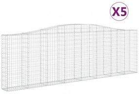 vidaXL 5 db íves horganyzott vas gabion kosár 400x30x120/140 cm