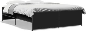 vidaXL fekete szerelt fa és fém ágykeret 120 x 200 cm