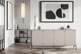 Sonatia komód 200 cm négyajtós - kasmír / fekete lábak