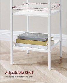 Lerakó asztal, éjjeli szekrény, fiókos, két polccal, 35 x 35 x 70 cm, fehér