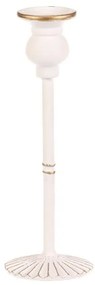 Fém gyertyatartó kúpos gyertyához 24 cm, fehér, 24 cm