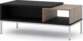 Dohányzóasztal Toledo 110x55 pad fekete tölgy flagstaff fém lábak ezüst.