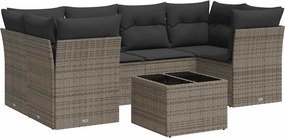 vidaXL 7 részes szürke polyrattan kerti ülőgarnitúra párnákkal
