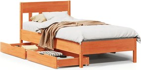 vidaXL viaszbarna tömör fenyőfa ágy matrac nélkül 90 x 190 cm