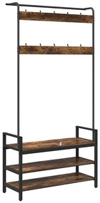 Kabáthorog polcokkal Füstölt tölgy 95 x 34 x 184 cm Faanyag
