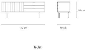 Fehér-natúr színű TV-állvány tölgyfa dekorral 140x52 cm Sierra – Teulat