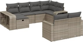 vidaXL 10 részes szürke polyrattan kerti ülőgarnitúra párnákkal