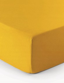 Flanel gumis lepedő 90 x 200 x 25cm mustársárga