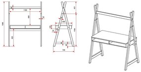 Kiddy fehér gyerek íróasztal - Vipack