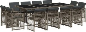 vidaXL 13 részes szürke polyrattan kerti ülőgarnitúra párnákkal