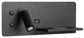 Immax 08287L-LED Fali lámpa polccal, USB-vel és vezeték nélküli töltéssel LED/3W/230V + LED/3W