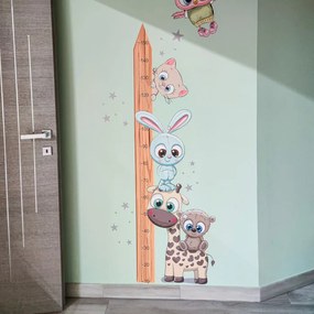 INSPIO Gyerekszobába falmatrica - Állatkás magasságmérő gyerekeknek 150cm-ig