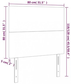 sötétbarna szövet LED-es fejtámla 80x5x118/128 cm