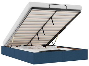 Ottomán kék szövet ágykeret matrac nélkül 140 x 190 cm
