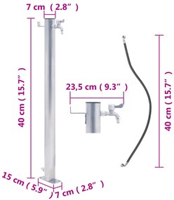 kerek rozsdamentes acél kerti oszlop típusú vízcsap 40 cm