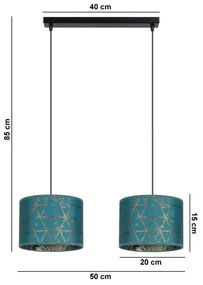 Csillár zsinóron REZO 2xE27/60W/230V türkiz