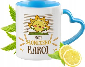 Kék bögre szív alakú füllel Károlynak Ideális Ajándék