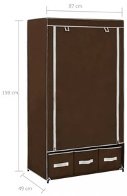 vidaXL barna szövet ruhásszekrény 87 x 49 x 159 cm