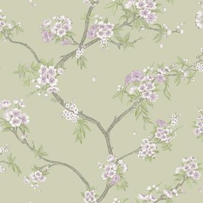 Holden Decor Imaginarium 3 Cherry Blossom lila-zöld cseresznyevirágos papír tapéta – 14210