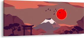 Kép - A Fuji-hegy illusztrációi (120x50 cm)