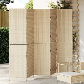 5 Paneles Páraván Összecsukható Bézs 245x180 cm Poly Rattan