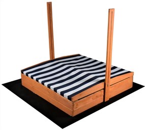 Fa homokozó árnyékoló tetővel Baby Mix 120x120 cm kék-fehér