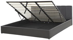 Szürke műbőr ágyneműtartós franciaágy 180 x 200 cm DREUX Beliani