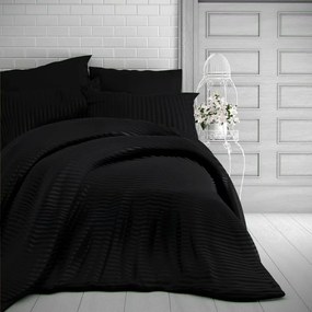 Kvalitex Stripe szatén ágynemű, fekete, 140 x 200 cm, 70 x 90 cm