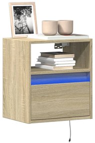 sonoma tölgy színű fali TV-szekrény LED-ekkel 41x31x45 cm