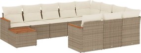 vidaXL 11 részes bézs polyrattan kerti ülőgarnitúra párnákkal