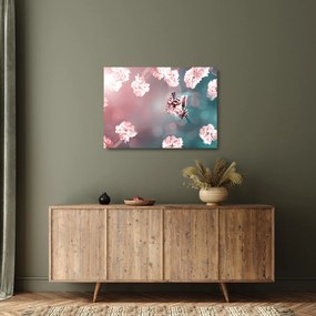 Kép - pillangó a virágok között (üvegen) (70x50 cm)