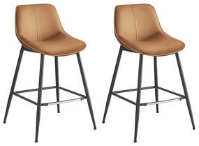 Bárszék szett 2db – karamell barna műbőr 62 cm MEGSZŰNT
