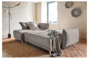 Világosbarna kordbársony kinyitható sarokkanapé (variálható) Lazy Lukka – Miuform