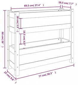 fekete tömör fenyőfa növénytartó 77x25x66 cm
