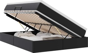 vidaXL Ágy tárolóval és matraccal matracmal Fekete 140 x 190 cm Műbőr