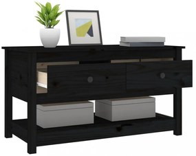 fekete tömör fenyőfa dohányzóasztal 102 x 49 x 55 cm