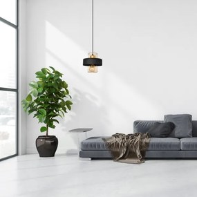 Csillár zsinóron VOLTA 1xE27/15W/230V fekete/arany