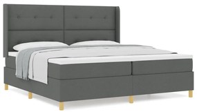 Boxspring Ágy Matraccal - Sötétszürke, 200x200 cm, Szövet