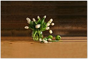 Poszterek 120x80 Fehér tulipánok vázában