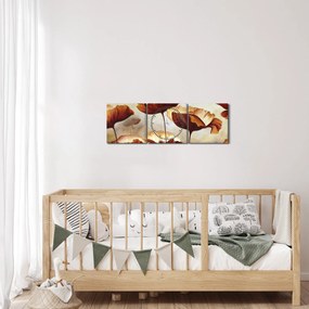 Piros virágok képe (órával) (90x30 cm)