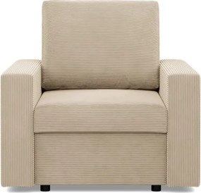 Zeus fotel, egyenes kartámasz, kordbársony, bonell töltet, bézs